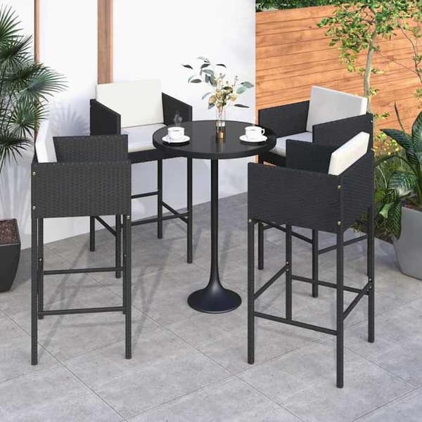 Maison Exclusive - Barstolar set om 4 med svarta kuddar i flätad resin