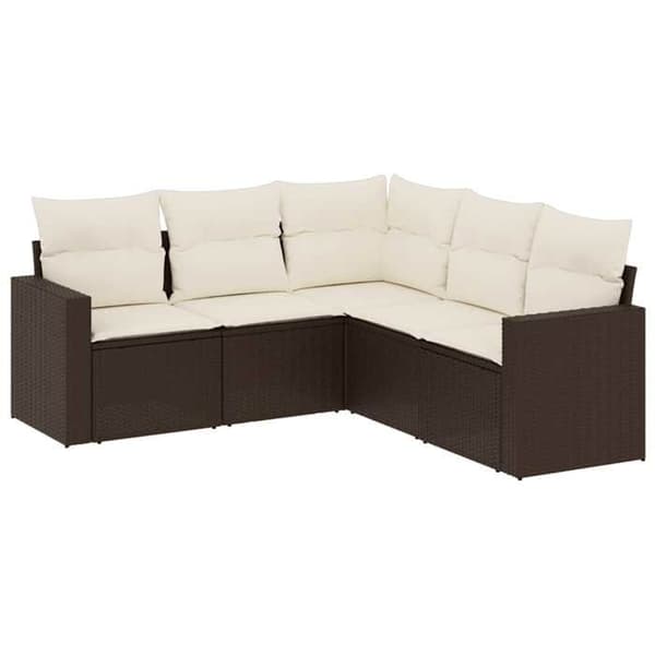 Maison Exclusive - Trädgårdsmöbler med kuddar 5 delar brun flätad resin