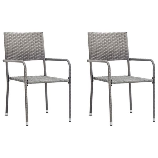 Maison Exclusive - Trädgårdsset 3 delar grå/svart flätad resin/stål
