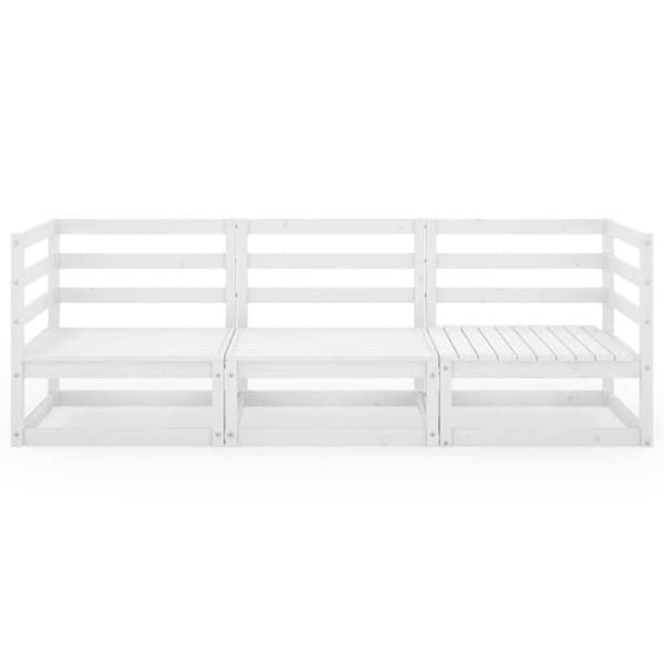 Trädgårdsmöbel - Soffa 3 platser - Modulär - Massivt trä - Vit Vit