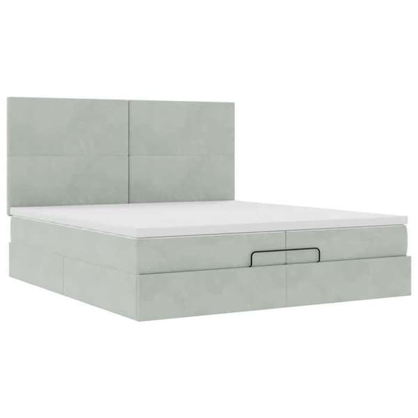 Maison Exclusive - Ottoman-seng med lys grå madras 200x200 cm velour ljusgrått