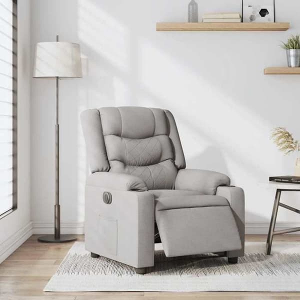 Maison Exclusive - Elektrisk lutbar fåtölj grå moln tyg
