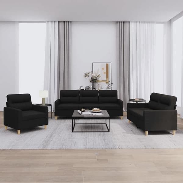 Maison Exclusive - 3-delars soffgrupp med kuddar Svart Tyg