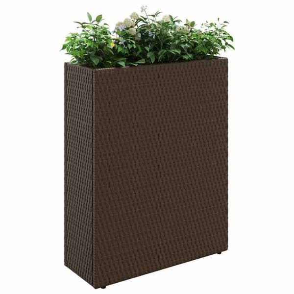 Plantekrukke - EKSKLUSIV HUS - 55 x 22 x 70 cm - Poly rattan - Rektangulær - Brun