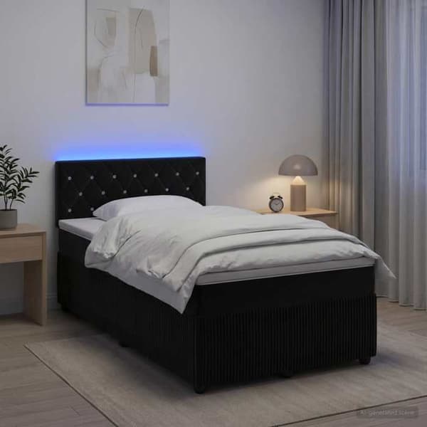 Maison Exclusive - Boxspring-sänky mustalla patjalla 120 x 190 cm samettia Svart