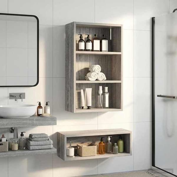 Väggskåp för badrum - EXKLUSIV HEM - 40 x 16 x 62,5 cm - Sonoma grå - Trä (paneler) - Väggmontering Gris Sonoma
