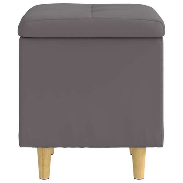 Förvaringspuff - EXKLUSIV HEM - 40x40x45 cm - Grå konstläder - Knapptad - Träben Grå