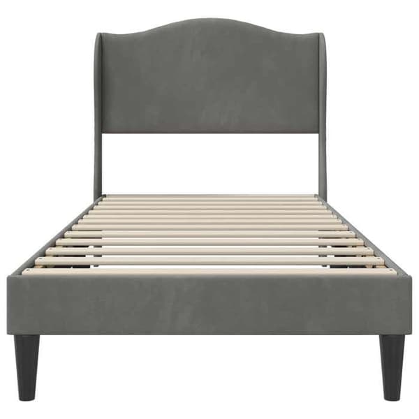 Maison Exclusive - Sängram med huvudgavel Mörkgrå 90 x 190 cm Sammet