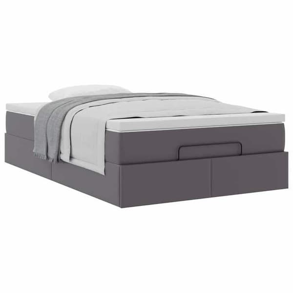 Maison Exclusive - Ottoman sengestel med grå madras 120x190 cm i kunstlæder grå