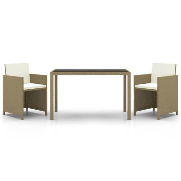 Maison Exclusive - Puutarhakalusteryhmä ja tyynyt 3 kpl Polyrottinki Beige