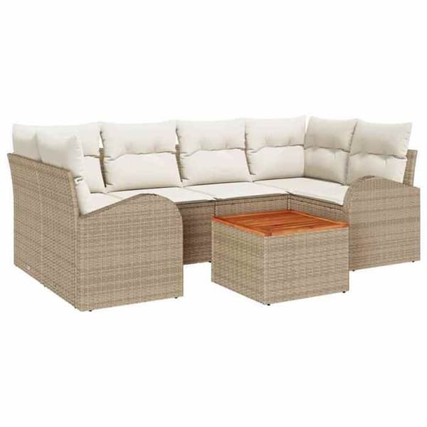 Maison Exclusive - 7-delars trädgårdsoff-set i beige och kräm polyrotin Beige och kräm