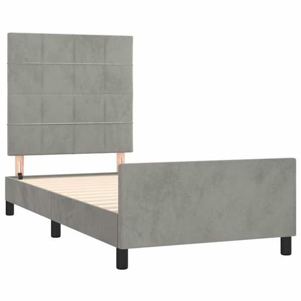 Maison Exclusive - Sängram utan madrass ljusgrå 90x200 cm sammet