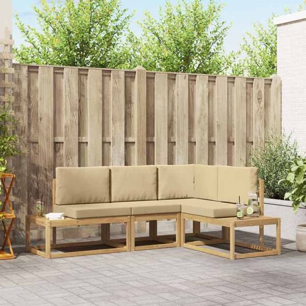 Maison Exclusive - 3-osainen valkoinen ja beige ulkokalustesarja