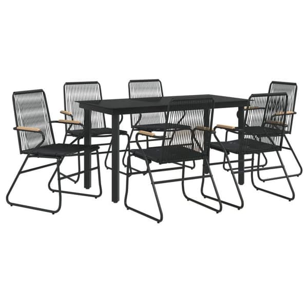 Maison Exclusive - Have spisebordssæt 7 dele Sort Rattan PVC