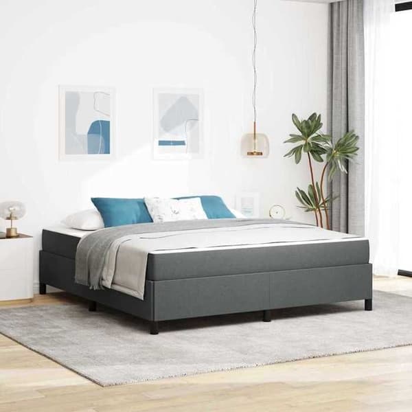Maison Exclusive - Tummanharmaa jousipatja 180 x 200 cm kangas Mörkgrå