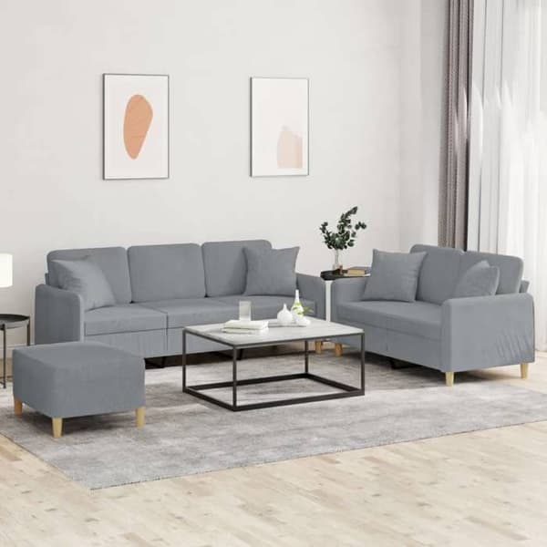 Maison Exclusive - Sæt af 3 sofaer med lysegrå puder i stof
