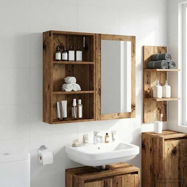 Maison Exclusive - Kylpyhuoneen seinäkaappi Vanha puu 40 x 14 x 70 cm