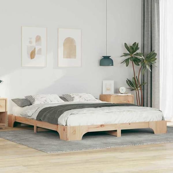 Maison Exclusive - Sängram Brun 160 x 220 cm Massivt trä
