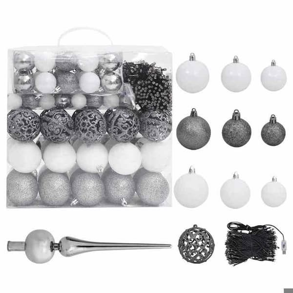 Kunstigt juletræ - EKSKLUSIV HUS - forudbelyst/bolde - 210 cm - 910 spidser - LED