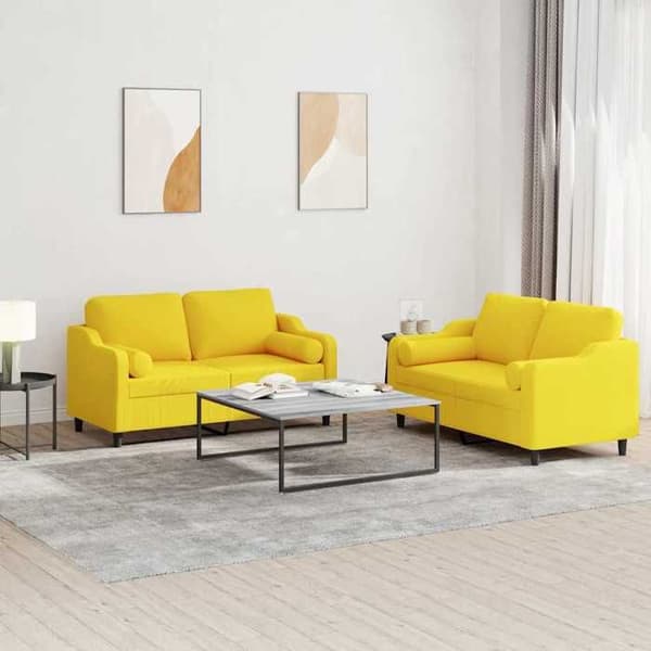 Maison Exclusive - Sæt af 2 sofaer med lysegule puder i stof