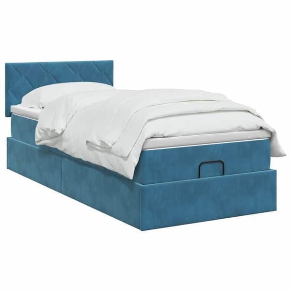 Maison Exclusive - Ottoman säng med mörkblå madrass 90 x 190 cm Sammet Mörkblå