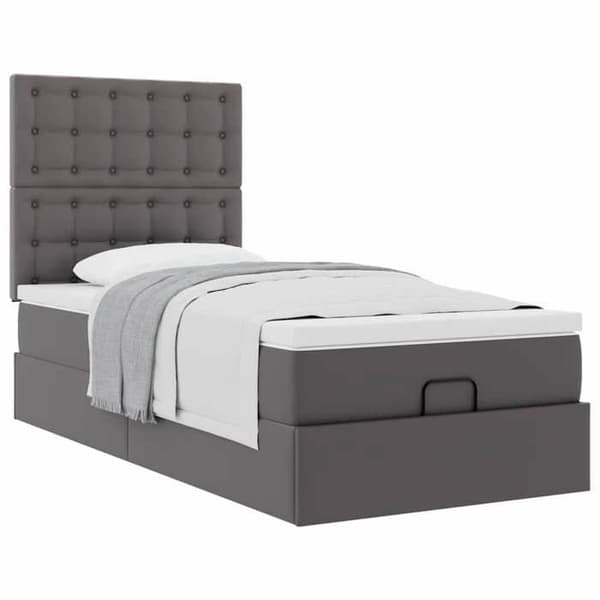 Seng ottoman - Maison Exclusive - 100 x 200 cm - Grå kunstlæder - Hydraulisk opbevaring Grå