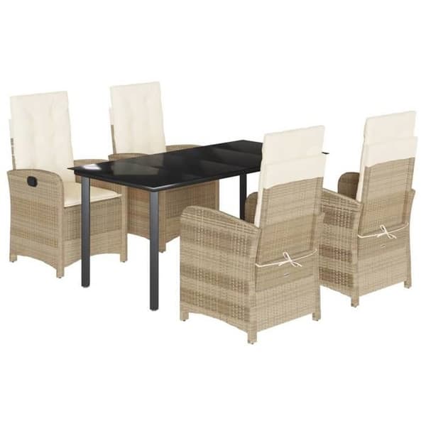 Maison Exclusive - Puutarhakalusteryhmä tyynyillä 5 kpl Beige polyrottinki