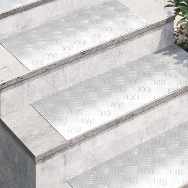 Maison Exclusive - Nez de marche 4 pc 70 x 30 cm Silver Aluminium Rektangulär