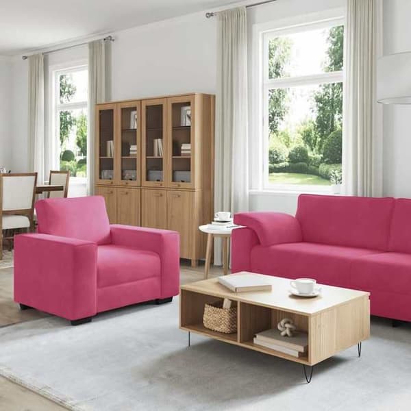 Maison Exclusive - Sæt af 3 sofaer med puder i Bordeaux rød velour