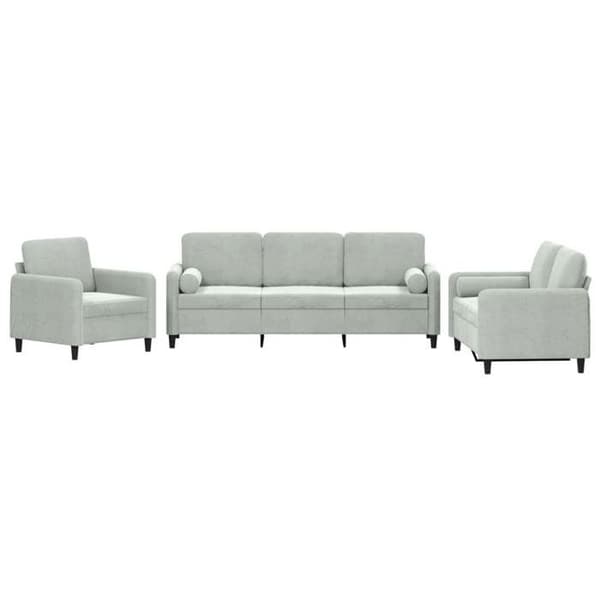 Maison Exclusive - Sæt af 3 sofaer med lysegrå velourpuder