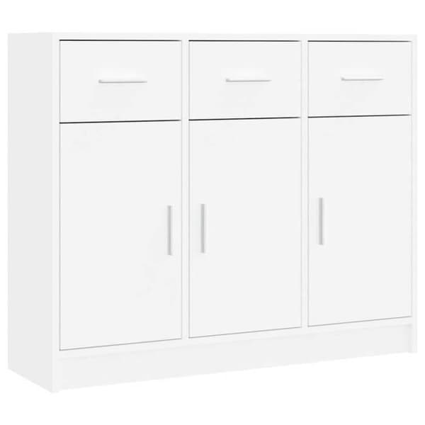 Buffet - EKSKLUSIVT HUS - 91 x 28 x 75 cm - Hvid - Ingeniørtræ - Døre, stort opbevaring Vit