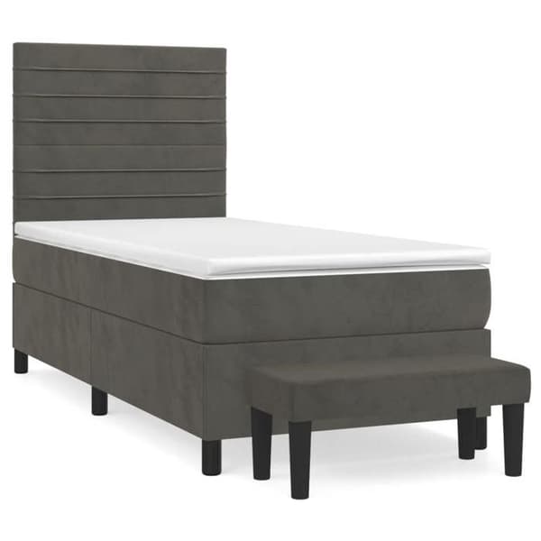 Säng - Maison Exclusive - 90x190 cm - Mörkgrå Sammet - Pocketfjädersäng