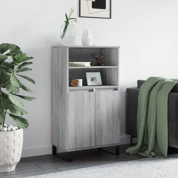 Maison Exclusive - Buffé hög Sonoma grå 60x36x110 cm Ingenjörsträ