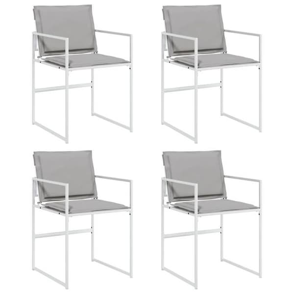 Maison Exclusive - Trädgårdsstolar med kuddar, set om 4, vit stål/textilene Vit
