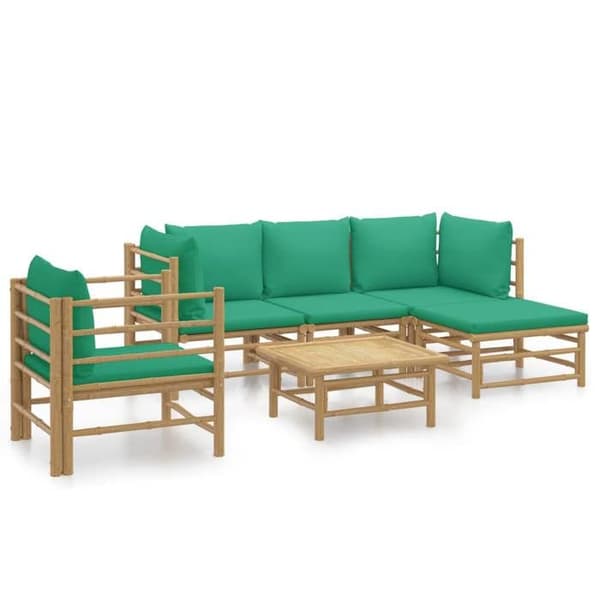Havemøbler - EKSKLUSIVT HUS - 6 dele - Bambus - Grønne bambus puder - Modulerbar Bambu grön
