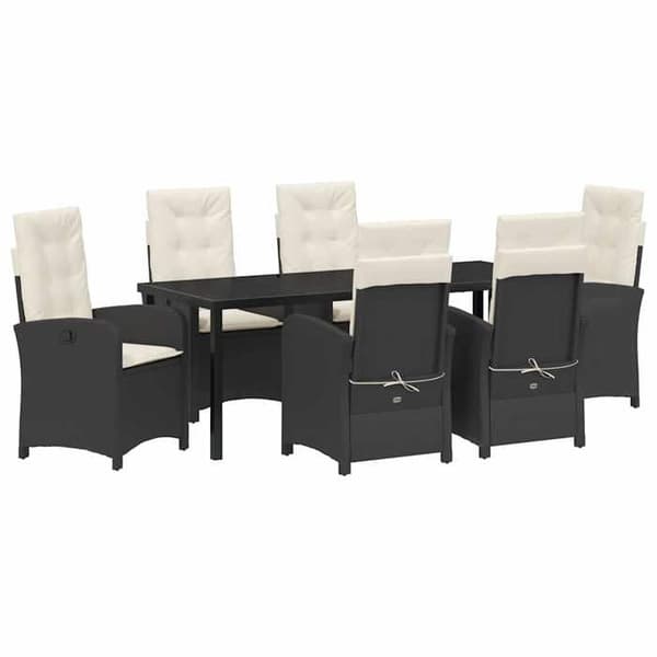 Maison Exclusive - 7 pc have spisebordssæt i sort polyrotin Svart