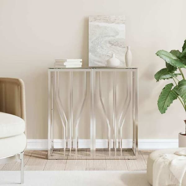 Bordkonsol - MAISON EXCLUSIVE - 70x30x70 cm - Rustfrit stål - Glasplade - Grå