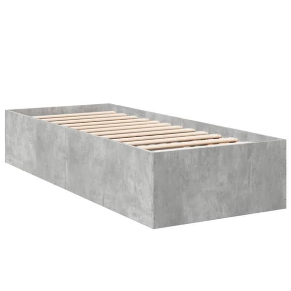 Sengestel - EKSKLUSIV HUS - 100x200 cm - Betongrå - Træ (spånplader) - Lamelseng betong grå
