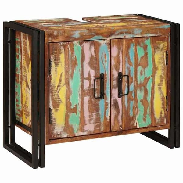 Maison Exclusive - Underskåp med hylla Multicolor Återvunnet Trä Solid Flerfärgad