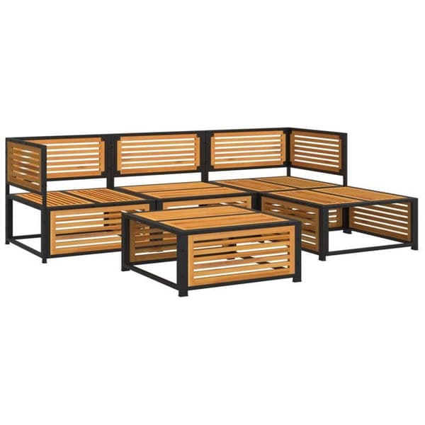Maison Exclusive - Havegruppe med puder 5 stk Solid akacietræ