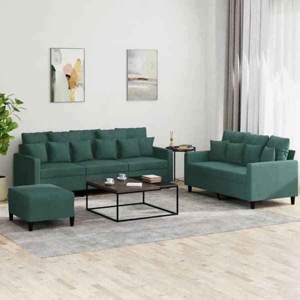 Maison Exclusive - Sæt af 3 sofaer med puder Mørkegrøn Velour