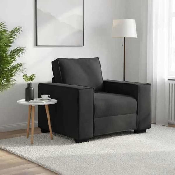 Stol - EKSKLUSIV HUS - 100x78x84 cm - Sort - Velour - Bredde armlæn Svart