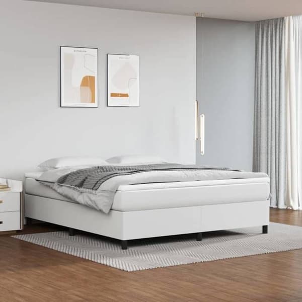 Maison Exclusive - Sängram med ribbor vit 180x200 cm konstläder