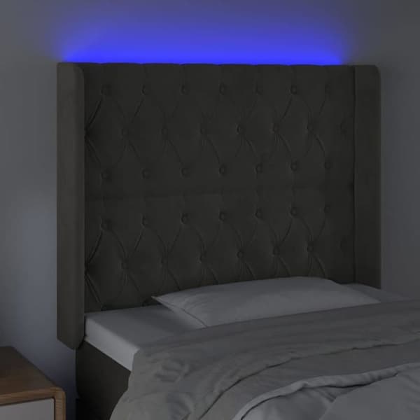Maison Exclusive - LED-huvudgavel Mörkgrå 103x16x118/128 cm Sammet mörkgrå
