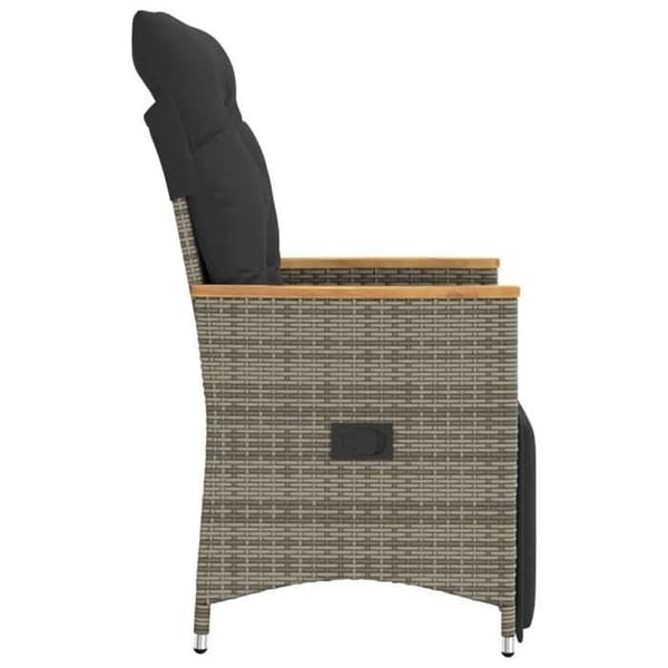Maison Exclusive - Trädgårdsfåtölj med grå kuddar i flätad resin