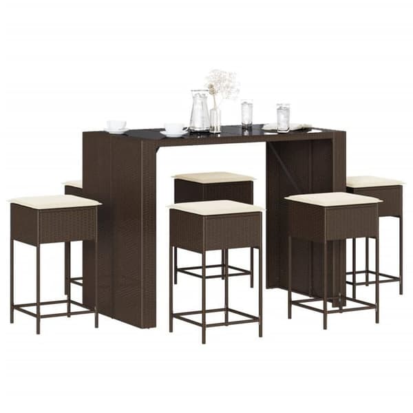 Maison Exclusive - Havebar sæt med puder 7 dele brun poly rattan kastanj