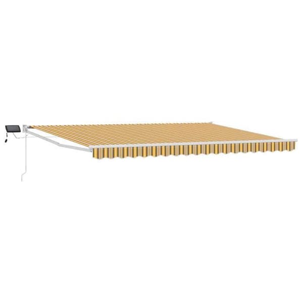 Sammenklappelig markise - EKSKLUSIV HUS - 5 x 3 m - Manuel - Indbygget solcelle-LED - Polyester PU / Aluminium Gul, Grå och Vit