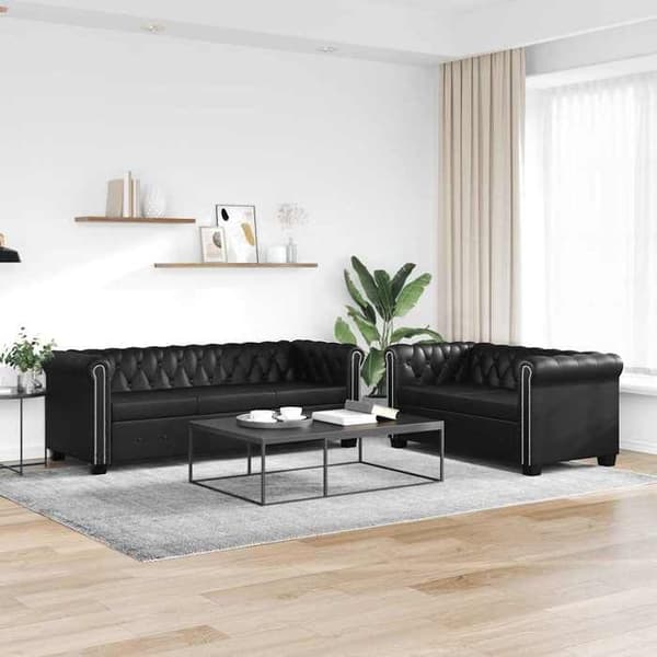 Maison Exclusive - Chesterfield sofa til 2 og 3 personer i sort Svart
