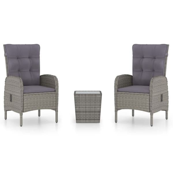 Maison Exclusive - Trädgårdsbistro-set 3 delar Flätad resin och glas Grå Grå