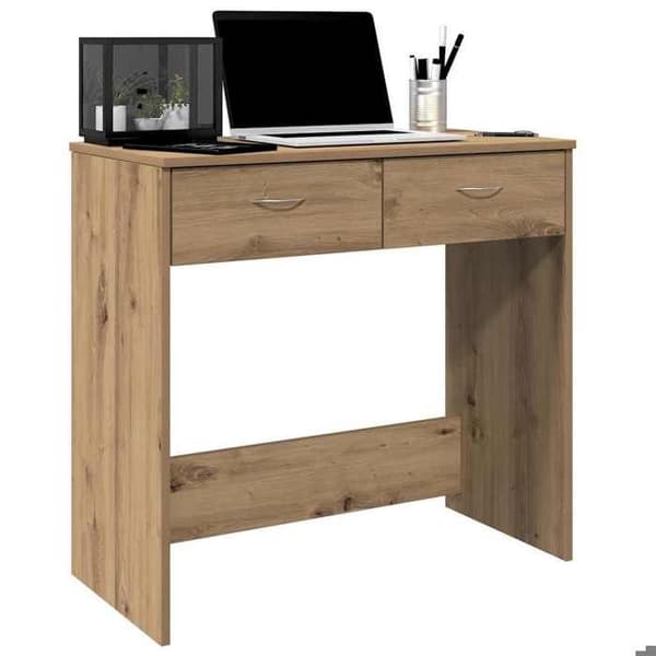 Maison Exclusive - Håndlavet egetræskontor 80x40x75 cm ingeniørtræ Ek